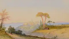Côte italienne by Edwin St. John, Aquarelle gouachée, sold Apr 2017