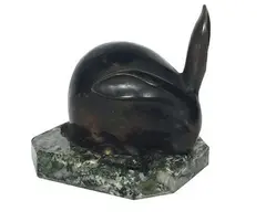 Lapin, une oreille levée by Édouard-Marcel Sandoz, Bronze à patine brune, sold Apr 2017
