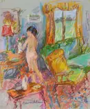 Nu dans un intérieur by Olga Mischkine, Pastel, sold Apr 2017