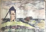 Le moulin by Anders Osterlind, 1953, Aquarelle et fusain, sold Apr 2017