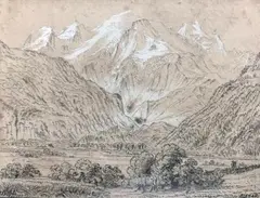 Le Mont-Blanc depuis Servoz by Peter Birmann, Plume, encre de Chine, lavis et réhauts de gouache blanche, sold Mar 2017