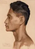 Teehuy (Toupouai)». Profil de tahitien by Albert Dequène, 1933, Pastel signé, sold Mar 2017