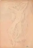Nu assis, les bras derrière la tête by Jules Pascin, Plume, encre de Chine et aquarelle signée en bas à droite; cachet de l'atelier en bas à dr, sold Mar 2017