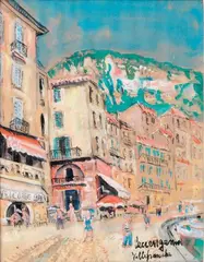 Villefranche by Lucien Génin, Gouache, sold Mar 2017