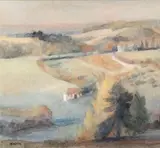Vue de Mirande by Gilles Sacksick, Aquarelle signée en bas à gauche, contresignée et titrée au dos, sold Feb 2017