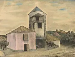 Paysage de la région de Blanzac (Charente-Maritime) by Léonard-Tsuguharu Foujita, 1926, Gouache, aquarelle et tempera sur papier, sold Nov 2016