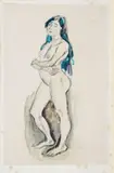 Nu debout les bras croisés by Jules Pascin, Aquarelle, sold Nov 2016