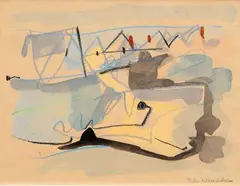 Vue de Jullouville (?) by Eugène de Kermadec, Aquarelle et pastel sur papier, sold Nov 2016