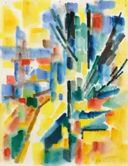 Composition by Pierre Dmitrienko, 1954, Aquarelle, sold Nov 2016