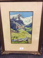 Le massif de la Meige by Ernest Louis Lessieux, Aquarelle sur papier, sold Nov 2016