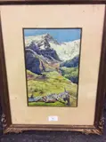 Le massif de la Meige by Ernest Louis Lessieux, Aquarelle sur papier, sold Nov 2016
