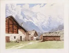 Argentières, Hameau des Îles by Joanny Drevet, 1951, Aquatinte signée en bas à droite, sold Nov 2016