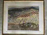 Paysage de collines à San Domino by Henri Landier, 1985, Aquarelle datée, sold Oct 2022