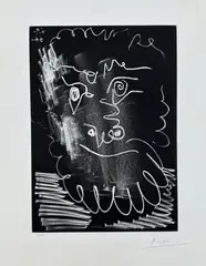 Tête d'homme barbu by Pablo Picasso, 1966, Aquatinte, sold Jun 2022