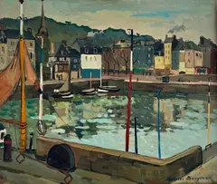 Port de Honfleur, novembre 1962 by Jacques Bouyssou, Toile, sold Jun 2022