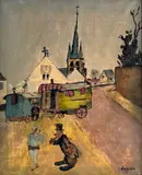 Forains devant des roulottes dans un village by Celso Lagar Arroyo, Toile, sold Jun 2022