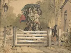 La Barrière by Eugène Lami, Lithographie à la plume coloriée au patron avec retouches, sold May 2022