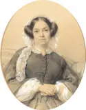 Portrait de madame Auguste Balsan née Marie Dupuytrem by Héloïse Colin, 1844, Crayon, lavis, rehauts de gouache blanche, sold May 2022