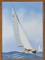Régate by Léon Haffner, Gouache au pochoir, sold Nov 2023