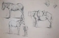 Étude by Rosa Bonheur, Crayon noir, en bas à droite le cachet de la vente après décès (L, sold Nov 2023