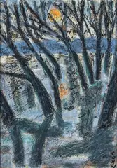 La Saône en crue à l'Ile Barbe by Jean Couty, Pastel et encre sur papier, sold Nov 2023