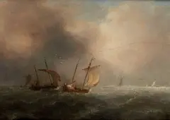 Voiliers sur une mer agitée by John James Wilson, Panneau, une planche, non parqueté, sold Dec 2019
