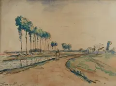 Paysage au cavalier by Johan Jongkind, 1864, Aquarelle sur papier, sold Nov 2019