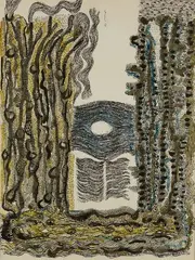 L'oeil amoureux by Eugenio Granell, 1958, Encre et aquarelle sur papier, sold Nov 2019
