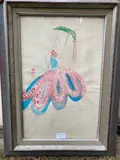 Sans titre by Charles Carl Gesmar, Aquarelle représentant une élégante à l'ombrelle verte signée en bas à droite Taches, moui, sold May 2022