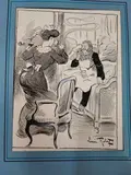 A vivre avec les gens on prend leurs habitudes, sujet humoristique by Lucien Robert, Plume et encre noire, lavis noir, rehauts d'aquarelle, sold May 2022
