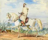 Cavalier arabe by Henri Félix Emmanuel Philippoteaux, Aquarelle, sold Apr 2022