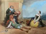 Le duel by Eugène Lami, 1869, Gouache, sold Apr 2022