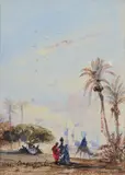 Vue du Caire by Louis Amable Crapelet, 1864, Aquarelle gouachée, sold Apr 2022