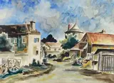 La ferme by Jean du Marboré, Aquarelle gouachée sur traits d'encre, sold Apr 2022