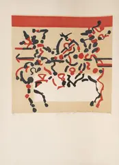 Combat by Jacques Lagrange, Lithographie en couleurs sur papier, sold May 2022