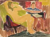 Deux personnages by François Diana, Gouache sur papier, sold May 2022
