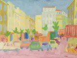 Rue Paradis, Marseille. Paysage de Provence by François Diana, Huile sur papier et gouache sur papier, sold May 2022