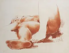 Baigneuse couchée by Antoniucci Volti, Sanguine sur papier, sold May 2022