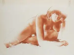 Baigneuse by Antoniucci Volti, Sanguine sur papier, sold May 2022