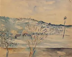 Paysage by Jean Dufy, Aquarelle sur papier marouflé sur carton, sold Apr 2022