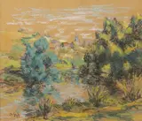 Vue de Crozant by Armand Ii Guillaumin, 1938, Pastel sur papier, sold Apr 2022
