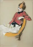 Jeune femme assise by Fédérico Zandomenghi, Pastel sur papier gris, sold Nov 2016