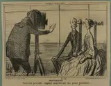 Croquis parisiens: Nouveau procédé Pose de l'homme de la nature, pose de l'homme civilisé Paris, années 1840-1850 Quatre lithographies en premiers by Honoré Daumier, Photographie, éditions de la Connaissance, Bruxelles, sold Nov 2016