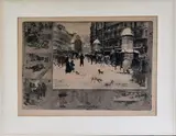 L'Hiver à Paris ou La Neige à Paris. 1879 by Félix Buhot, Eau-forte, pointe sèche, roulette et aquatinte, sold Nov 2016