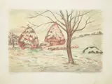 Paysage aux meules, ou Les Meules en hiver à Palaiseau. 1898 by Armand Guillaumin, Lithographie, sold Nov 2016