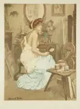 Avant la pose. Vers 1907 by Manuel Robbe, Aquatinte, sold Nov 2016