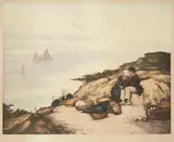 Dans les rochers by Manuel Robbe, Aquatinte, sold Nov 2016