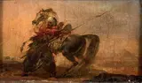 Cavalier arabe by Jean-Baptiste Mauzaisse, Panneau, sold Jun 2016