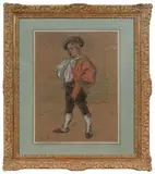 Jeune garçon en costume basque by René Hermann-Paul, Pastel et fusain sur papier, sold Jun 2022