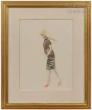 Femme au chapeau jaune by René Hermann-Paul, Aquarelle sur papier, sold Jun 2022
